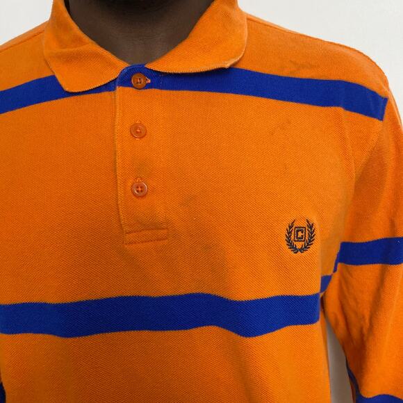 vintage chaps long sleeve striped polo shirt large/xl - Picture 2 of 3